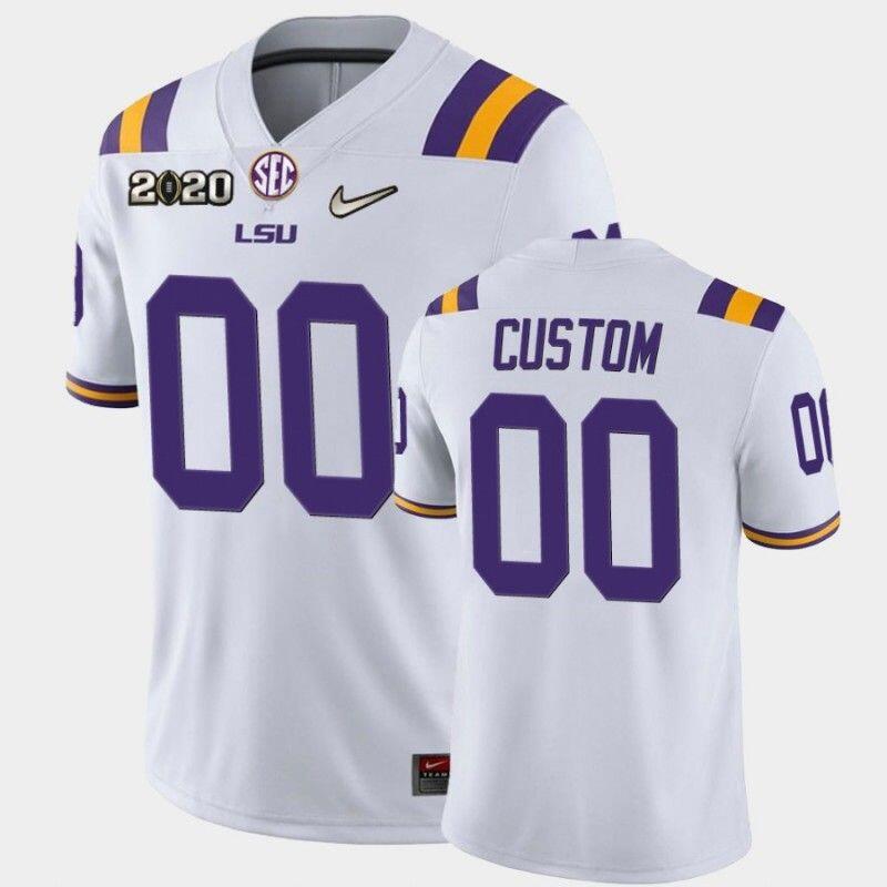 Men's LSU Tigers Customized White 2020 National Championship Limited Stitched Jersey Men's LSU Tigers Customized White 2020 National Championship Limited Stitched Jersey